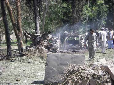 Aftermath of a suicide bombing, Khowst Province, Afghanistan, 12 May 2009.