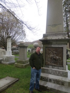 Brian Turner at Custer's grave, West Point, New York.