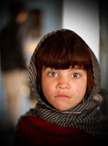 A girl at the Camp Clark clinic, 2009. Picture by an International Security Force and Assistance Force photographer.
