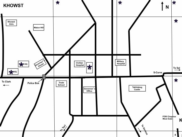 Map of downtown Khost that I made in 2009
